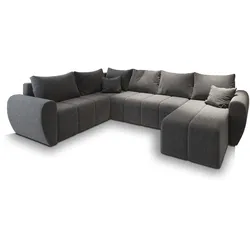 WOHNLANDSCHAFT MADISON XL L-S Hellgrau Dünner Stoff mit Schlaffunktion