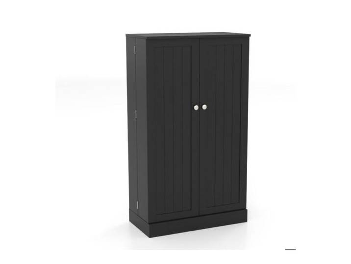 Armoire de cuisine 60x30x104cm 6 étagères ajustables 3 niveaux anti-bascule rangement pratique pour cuisine/salon noir