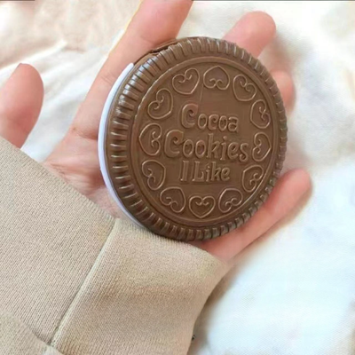 Fusion Finds Chocolate Biscuit Compact Makeup Mirror With Foldable Comb Travel Pocket Mirror light Coffee