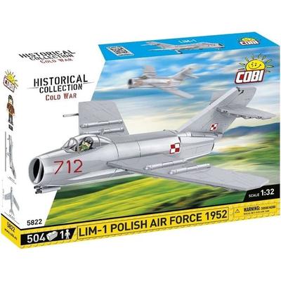 COBI 5822 - Historical Collection, Cold War, LIM-1 POLISH AIR FORCE 1952, Kampfflugzeug, 504 Klemmbausteine, 1 Figur