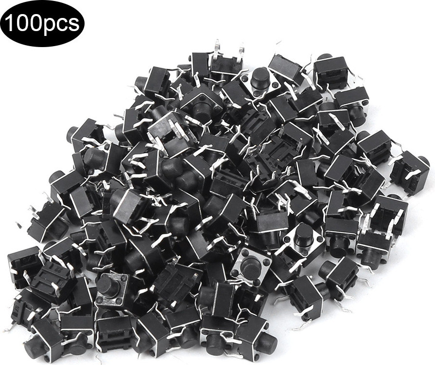 Cocosity 100 stuks mini micro-tactiele drukknop-schakelaars, 6 x 6 x 6 mm