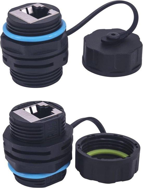 Paneelmontage RJ45-stekker CAT6/5 IP68 waterdichte Ethernet aansluiting - 2 stuks