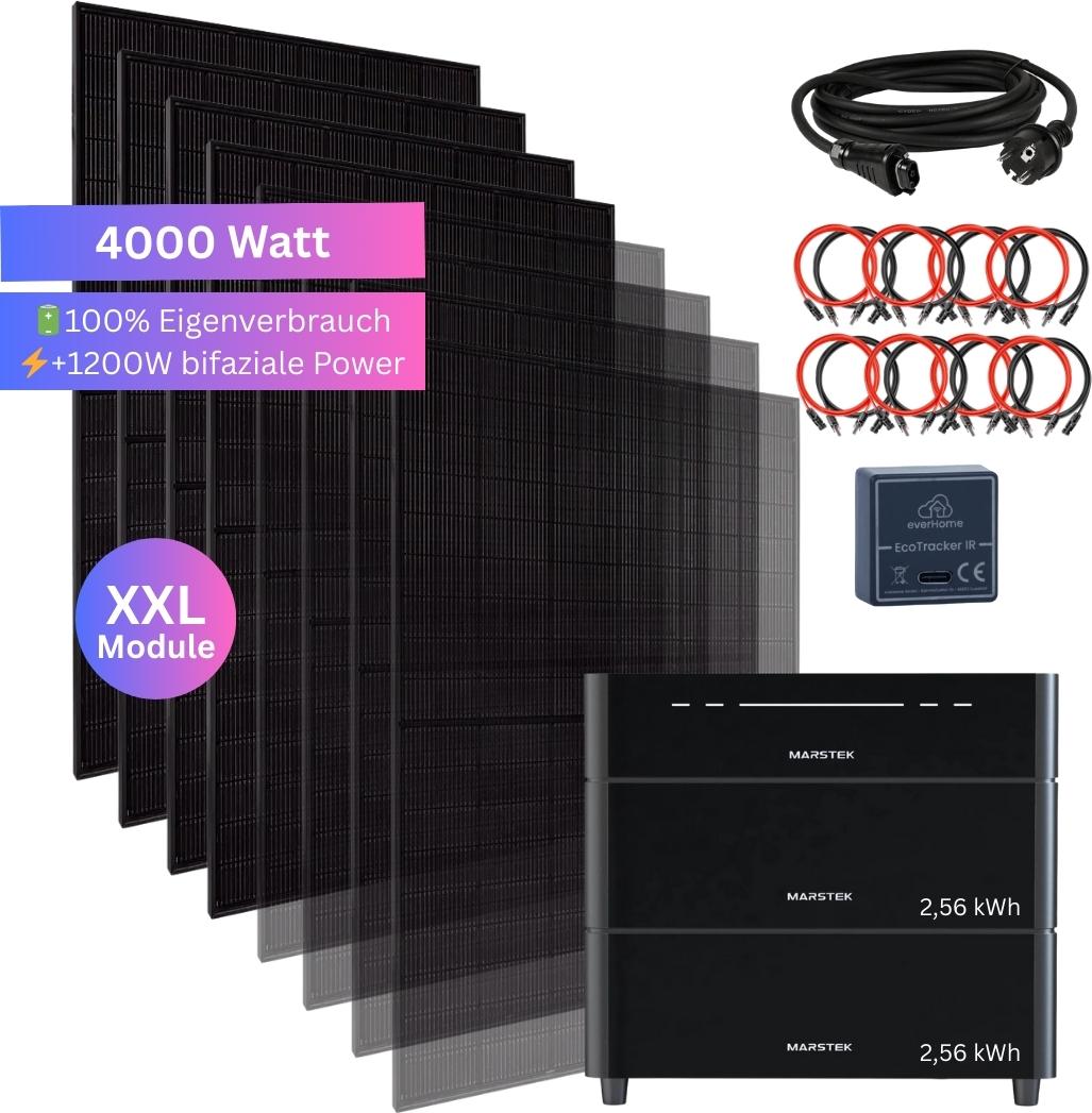 MyVoltaics 4000 Watt Balkonkraftwerk SET MIT SPEICHER Marstek Venus D 5,12 kWh & EcoTracker IR Smartmeter Stecker PV Solaranlage