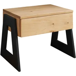 Schlafkontor, Nachttisch, Zea Nachtkommde Metall/Nadelholz massiv/Schwarz 1 Schubkasten (54 x 38 x 42 cm)
