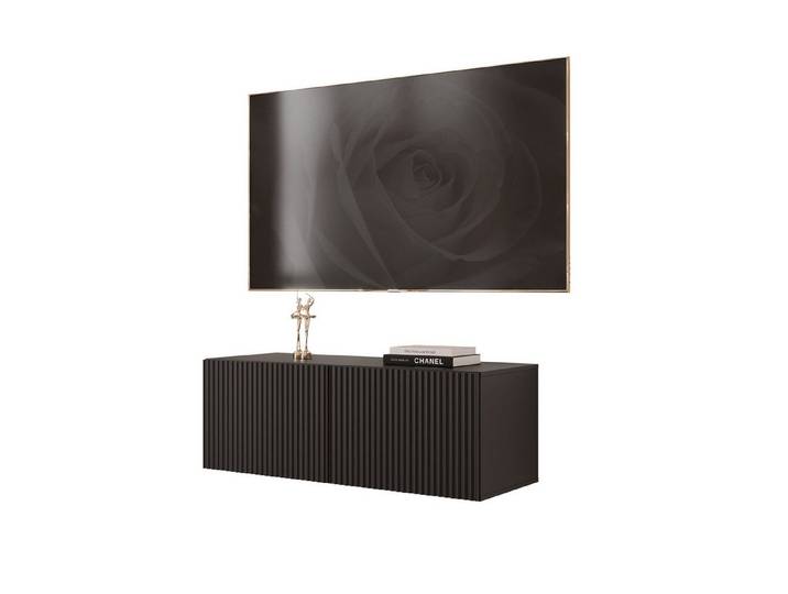 yourhouse24 Lowboard TV ANGEL 100 mit LED-Beleuchtung – Geriffelte Fronten
