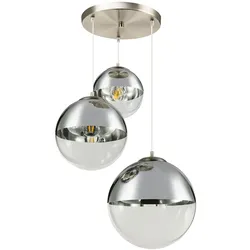 Hänge Leuchte Kugeln transparent Glas Nickel matt Chrom Wohn Zimmer Beleuchtung Lampe Globo 15851-3
