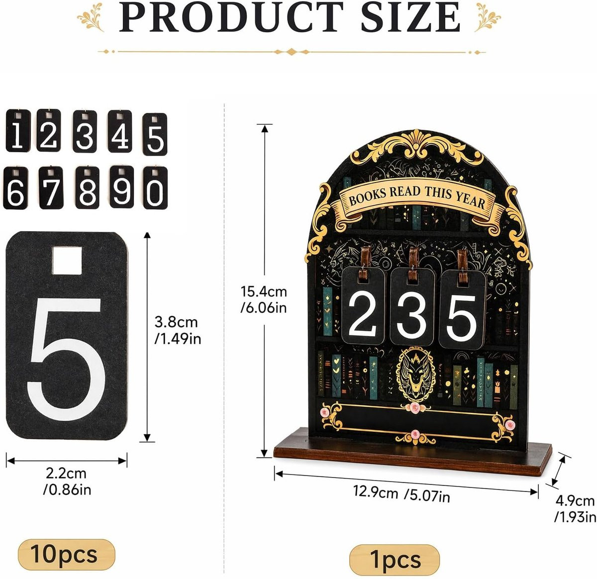 Read This Year Boekenteller met 3 Flip-cijfers en Basisbord voor Decoratie