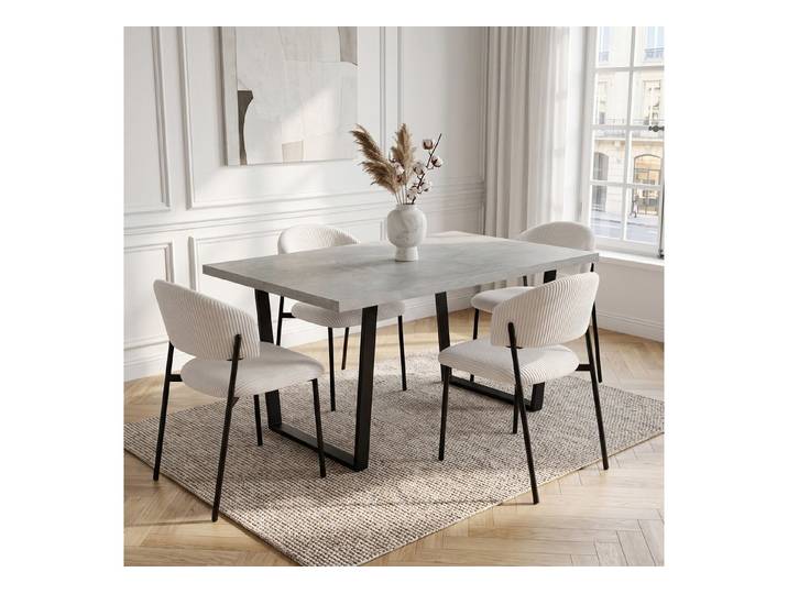 Jiexi Essgruppe Essgruppe 110x70cm MDF-Platte fix Tisch mit Cord-Polsterstühlen