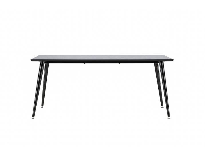 Esstisch VENTURE HOME Dipp, rechteckiger Esstisch mit Messingdetails, 180 × 90 cm , schwarz, schwarz, B:90cm H:75cm T:90cm, Tische, Esstisch, Esszimmertisch, MDF, Holzfurnier-Optik, Metallbeine, rechteckig