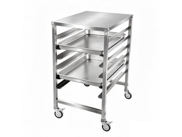 Labasuan Gewerblicher Blechwagen aus Edelstahl mit Arbeitsfläche Mobiler Blechwagen mit feststellbaren Rollen, 8,5 cm Abstand zwischen den Ebenen, passend für 60x40 cm Backbleche(6 trays)
