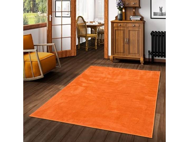Snapstyle Luxus Super Soft Hochflor Langflor Teppich Deluxe Orange - Flauschig Weich für Wohnzimmer Schlafzimmer Kinderzimmer