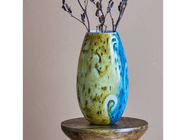 Bloomingville Vaas Kalian Glas, 30cm hoog - Blauw