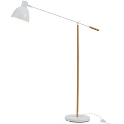 Helloshop26 - Zeitlose Stehleuchte elegante Designleuchte für Wohnzimmer Schlafzimmer Büro Banchory Metall 163 cm Holzoptik / Weiß 03_0009525