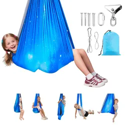 VEVOR Aerial Yoga Hängematte Set aus doppellagigem Stoff, Aerial Yoga Swing Air Fliegen, Yoga-Schaukel mit 360°-Drehaufhängung & O-Sling & 136,07 kg Max. Tragfähigkeit, Hängeschaukeln Blau