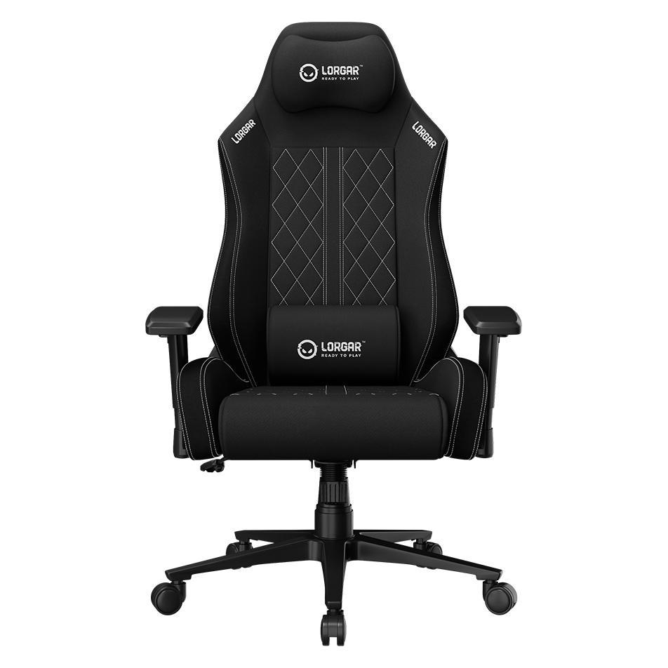 Lorgar CHA41, Ergonomischer Gaming-Stuhl "Advanced", hochwertiger fleckenabweisender Stoff, Schwarz/Weiss (LRG-CHA41-BK-WH)