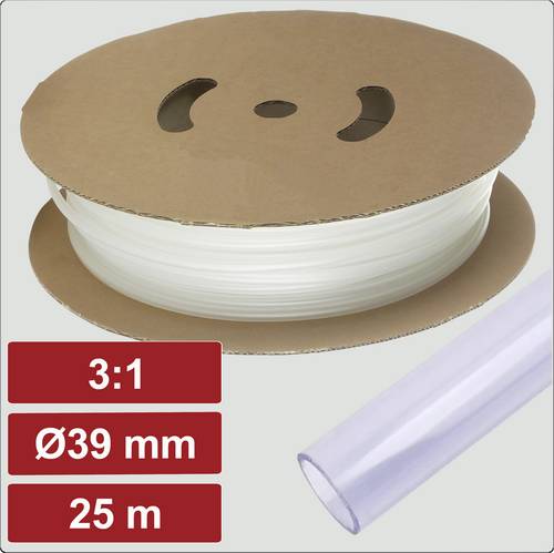 Electronic Garage EG25CA104 Schrumpfschlauch mit Kleber Transparent 39mm 13mm Schrumpfrate:3:1 25m