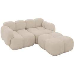 ECKSOFA modulares Sofa Rechts Miko-L1 214x205x75 Beige Velours