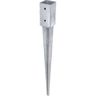 Einschlag-Bodenhülse ALBERTS, grau (feuerverzinkt), B:7,1cm T:7,1cm, Stahl, Bodenanker, feuerverzinkt, 71 x 71 mm, Gesamtlänge 750 mm
