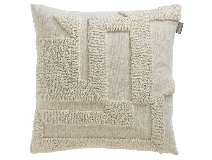 Dekokissen MUSTERRING Slow , weiss (sanftes weiß, gemustert), B:45cm L:45cm, Polyester, Dekokissen_Sitzkissen_Kissenhüllen, Dekokissen, aufwendig bestickt