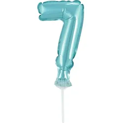 Kuchendeko Mini Folienballon hellblau Zahl 7