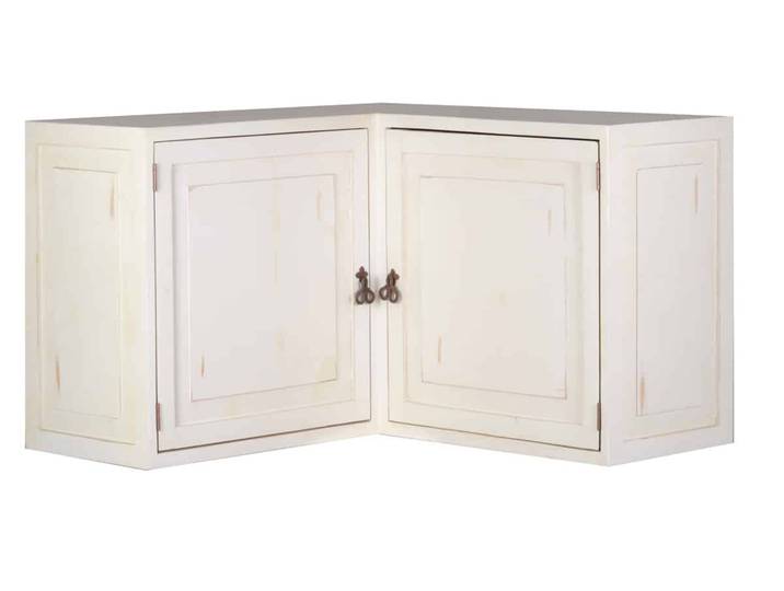 MiaMöbel Mexico Eckhängeschrank Old White Massivholz Pinie Landhaus Mexiko Möbel Mexikanisch