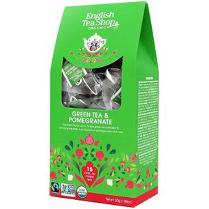 EnglishTeaShop Tee Grüner Tee Granatapfel, BIO, Grüner Tee, fairtrade, 30 g, 15 Pyramidenbeutel