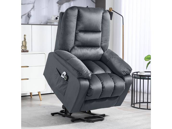 HOMCOM Fauteuil Releveur Électrique Massage Inclinable Gris