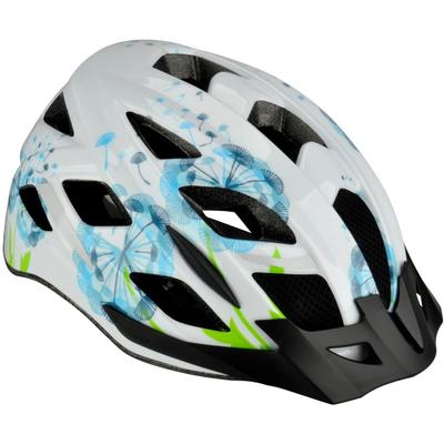 Fahrradhelm FISCHER FAHRRAD "Urban Flower S/M" Gr. S, weiß (bunt), Helme, S/M Kopfumfang: 52cm - 59cm, Verstellbarer Innenring-System; mit beleuchtetem Innenring-System