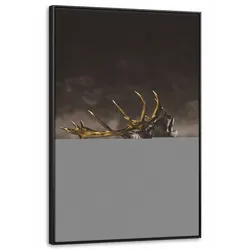 LEINWAND Bilder mit Rahmen - Rotwild - Schwarz - Gold - 80x120