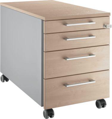 Schäfer Shop Select Rollcontainer 1233, mit Griff eckig, weißalu//Eiche-Dekor