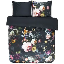 Essenza »Fleur« Satin Bettwäsche Nightblue 200x200 cm / 2x 80x80 cm