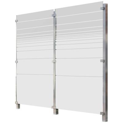Zaun STAKET PRO, silber (silberfarben), Pfosten: 3 Stk., Edelstahl, Glas, Zaunelemente, Glaszaun, Gesamtlänge: 2,17 m, 3 Pfosten