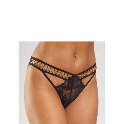 Tanga LASCANA, Damen, Gr. 48/50, Spitze, schwarz, Spitze, Obermaterial: 85% Polyamid, 15% Elasthan, Unterhosen Tanga, mit Cut-Outs und dekorativen Ringen, sexy Dessous, Reizwäsche