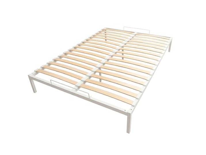 INDUSTORM Bett, Bettgestell 140x200cm, Metallbett Stauraum, Gästebett, mit Elastisch Lattenrost aus Birkenholz Höhe 27,5cm, Einfache Konstruktion und Montage (Weiß, 140x200)