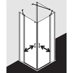 Kermi Liga Eckeinstieg-Hälfte Pendeltür mit Festfeld LIEPL078201AK 78x200cm, silber mattglanz, ESG klar, links, auf Duschplatz