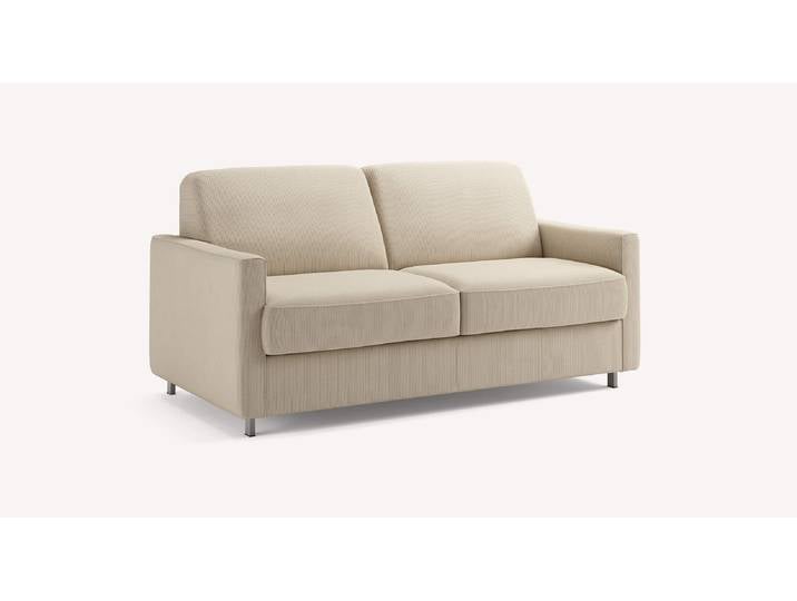 Canapé convertible Velours JIMMY - Beige - Couchage 160x196