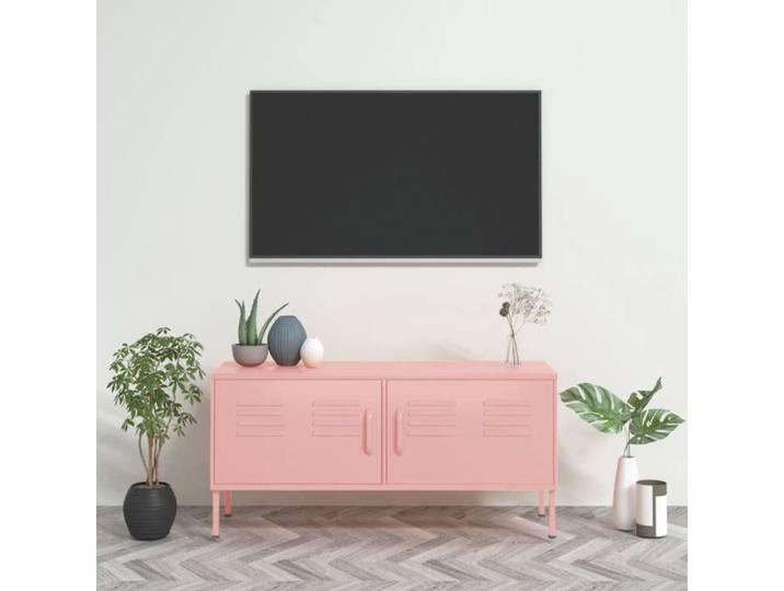 SALE 2026  Armoire TV moderne Rose - Meuble TV Rose 105x35x50cm Acier PRO560746458