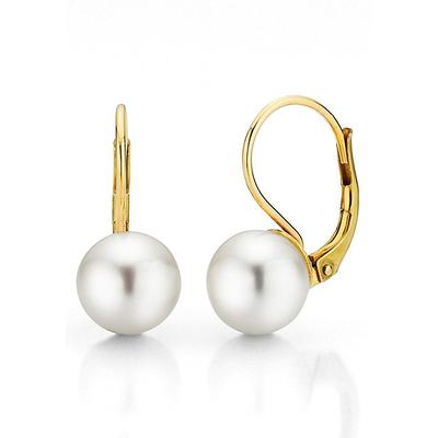 Paar Ohrhänger FIRETTI "Schmuck Geschenk Gold 375 Ohrschmuck Patentbrisur Perle" Gr. 9, gold (gelbgoldfarben, weiß), Ohrringe, Damen, 9, Gelbgold 375 Perlen, Gelbgold 375, Perlen, Made in Germany - mit Süßwasserzuchtperle