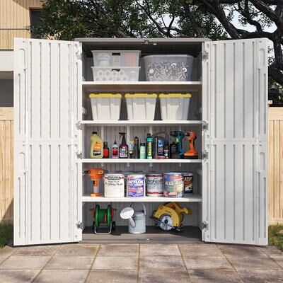 AOXUN Shed 64 Cu.Ft Outdoor Resin Storage Cabinet Waterproof Vertical Storage Shed