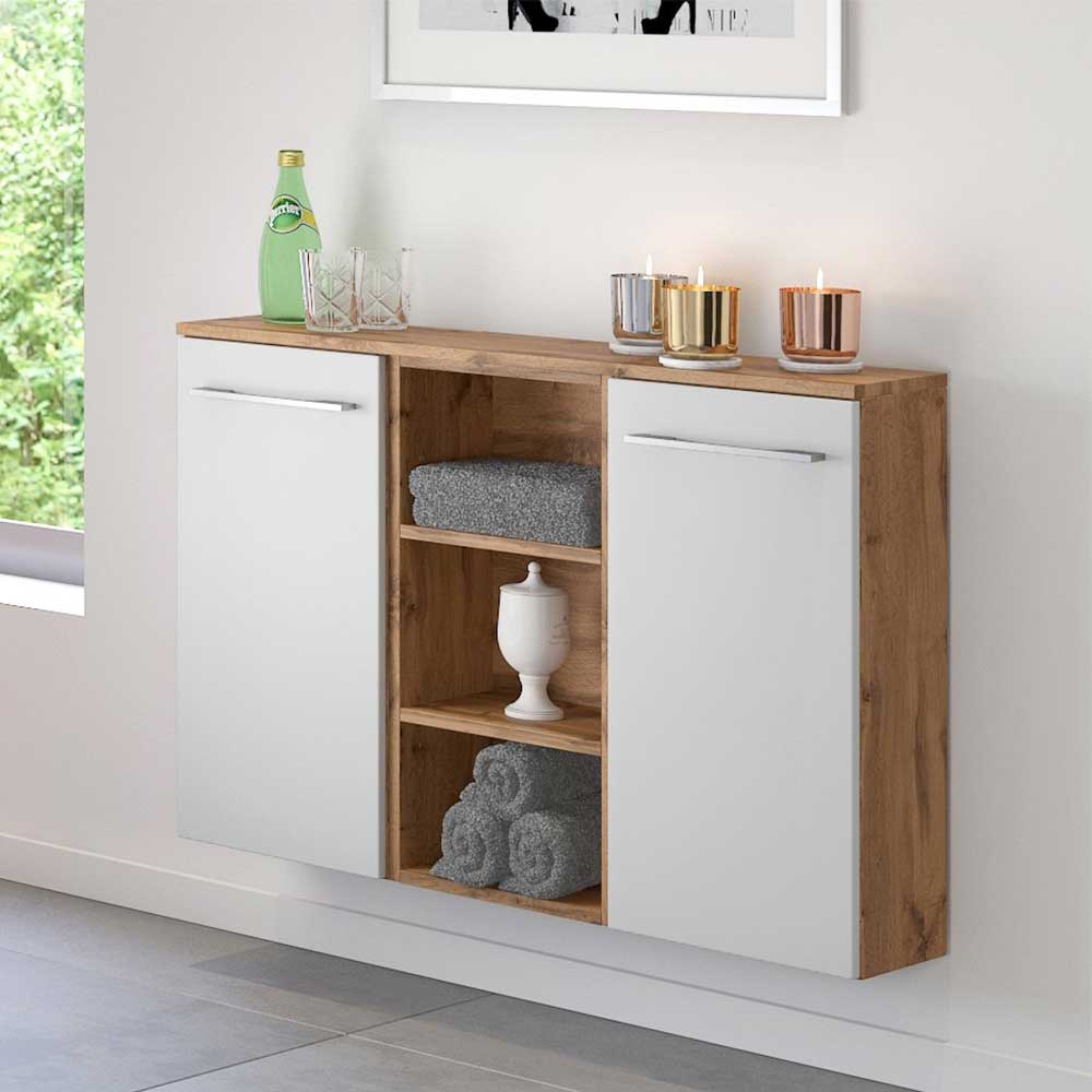 Pharao24.de Bad Sideboard in Weiß Wildeichefarben