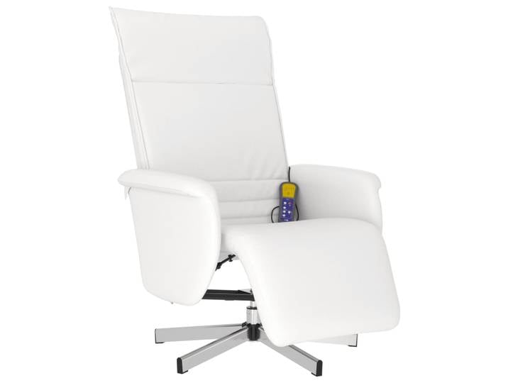 vidaXL Fauteuil de massage avec repose-pieds Blanc Similicuir