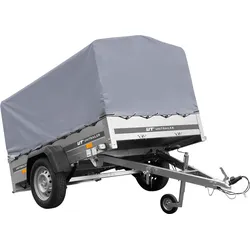 Einachsanhänger auf Blattfedern 200x125 UNITRAILER GARDEN 201/R KIPP mit H-800-Rahmen und grauer Plane