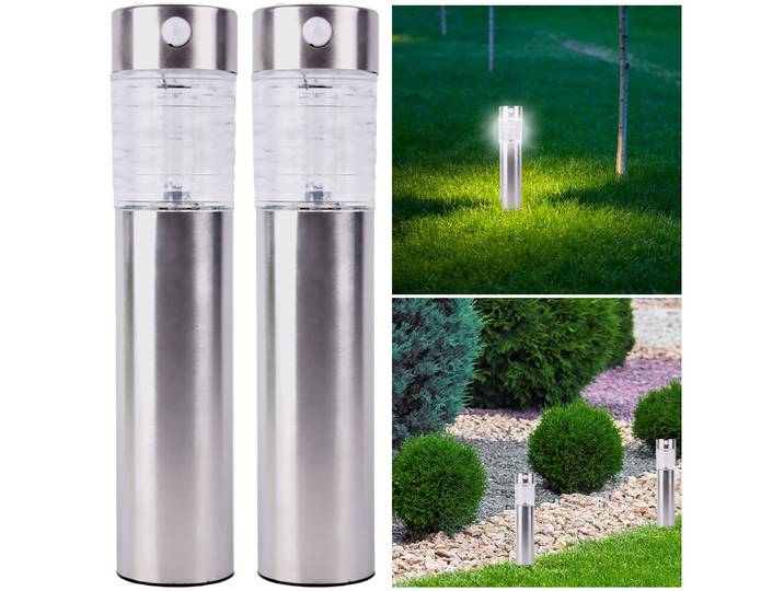 2er-Set Solar-Gartenlampe mit Bewegungssensor, 28cm x Ø 6,2 cm
