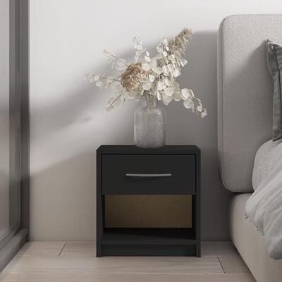 "Meble Furniture Polo 1D Compact 15"" Single Drawer Nightstand 15.2""W x 11""D x 15.9""H Matte Modern European Design"