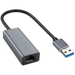 DLH Adaptateur USB-A M vers ENET RJ45 F-Cee (USB, RJ45 Gigabit Ethernet (1x)), Netzwerk Adapter, Grau