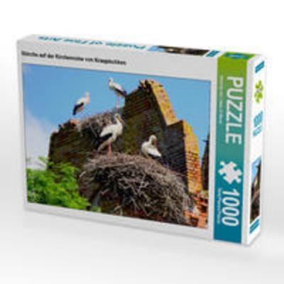 CALVENDO Puzzle Störche auf der Kirchenruine von Kraupischken 1000 Teile Lege-Größe 64 x 48 cm Foto-Puzzle Bild von Henning von Löwis of Menar