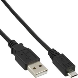 INLINE Micro-USB 2,0 Kabel, Schnellladekabel, USB-A Stecker an Micro-B Stecker, schwarz, 0,5m