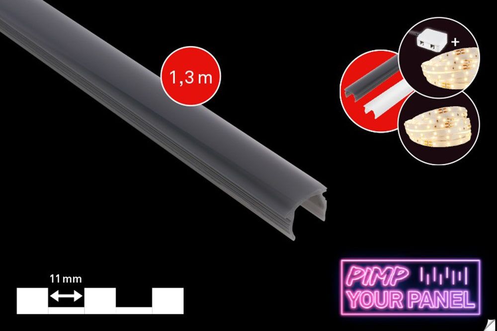 BRILONER LEUCHTEN LED-Stripe-Profil "PIMP YOUR PANEL", smoky, Gesamtlänge 1,3m, Lichterketten, 130 cm, Wohnzimmer, Flur, Schlafzimmer, Wand, Deko, LED-Stripe-Profil