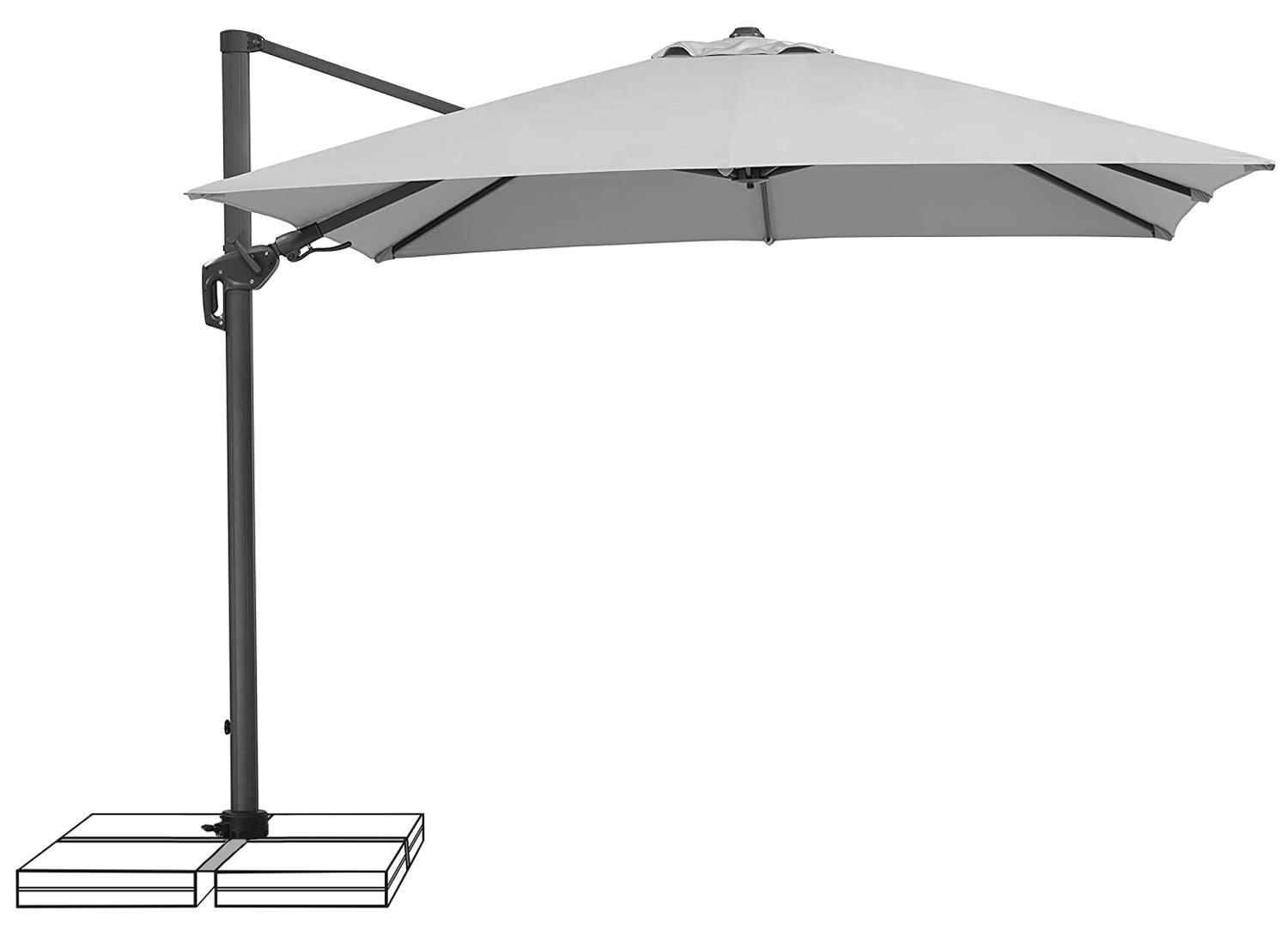 Schneider Ampelschirm Sonnenschirm Rhodos Twist 300 x 300cm silbergrau