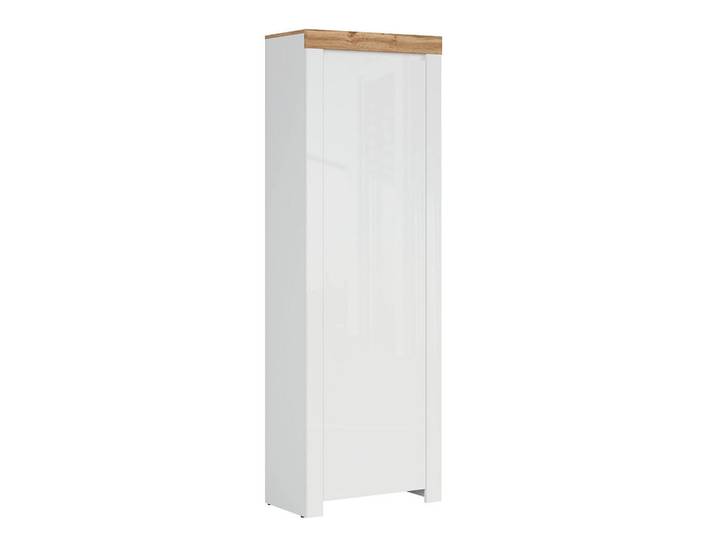 Petits-meubles Vitrine Hella Weiß und Holz, Holzwerkstoff, 68x203x37 cm, Garderobe, Garderobenschrank